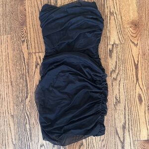 Superdown Black Ruched Strapless Dress